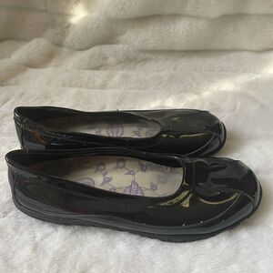 Dickies black patent synthetic  slip on shoes slip resistant rubber soles SZ9M